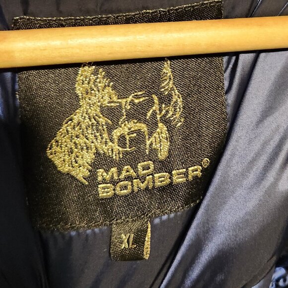 Mad Bomber Womens XL Navy Blue 3/4 Length Puffer Jacket Tibetan Lamb Trim - Picture 6 of 6